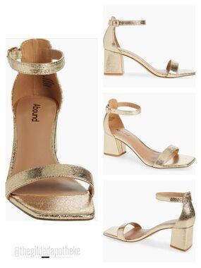 Abound “FINN” Metallic Gold Block Heel Ankle-Strap Sandals